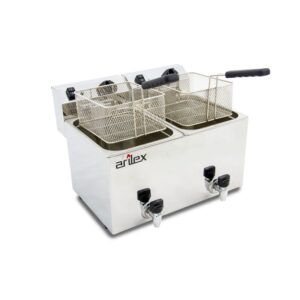 Freidora eléctrica EVOLUTION con grifo capacidad 10+10 litros con potencia 3,5+3,5 kw monofásica con contactor